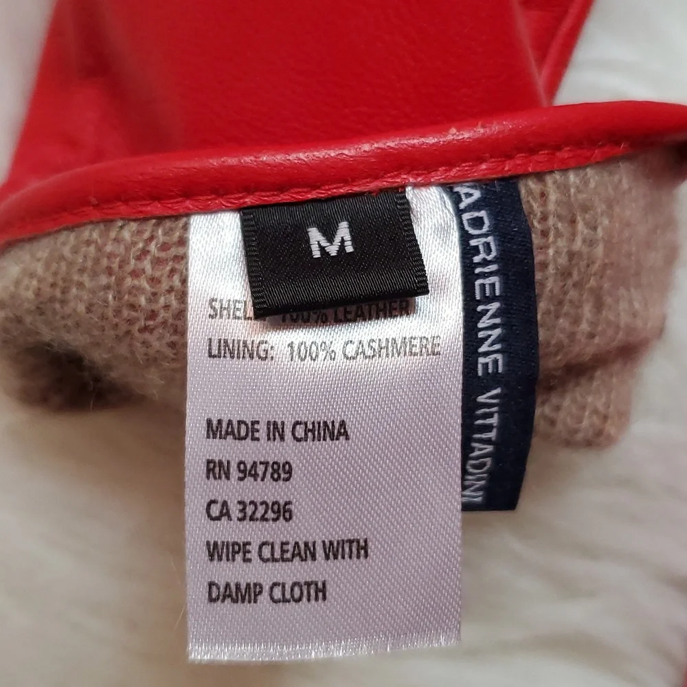 Adrienne Vittadini Red Leather Gloves NWOT.